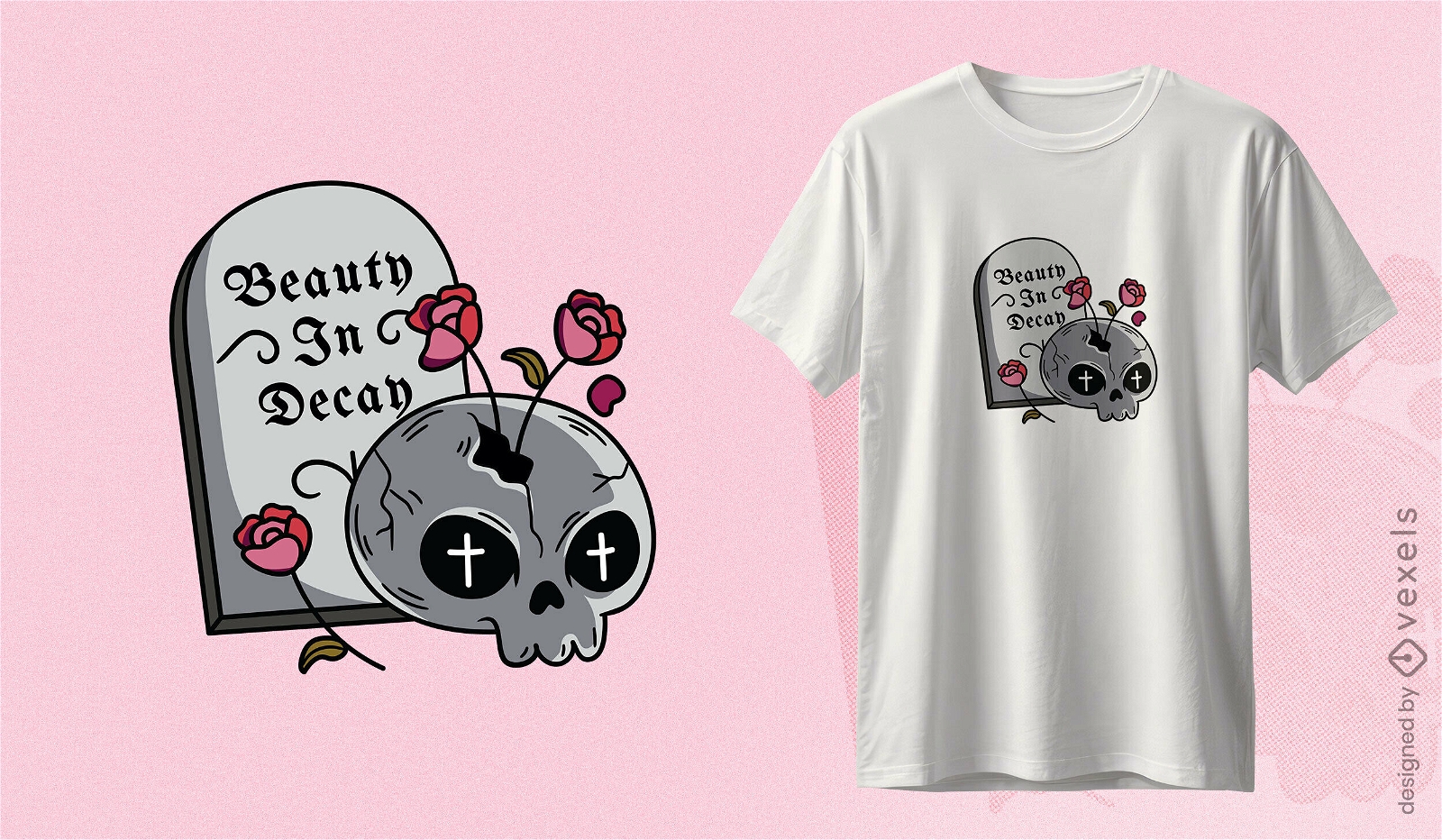 Beauty in decay skull t-shirt design