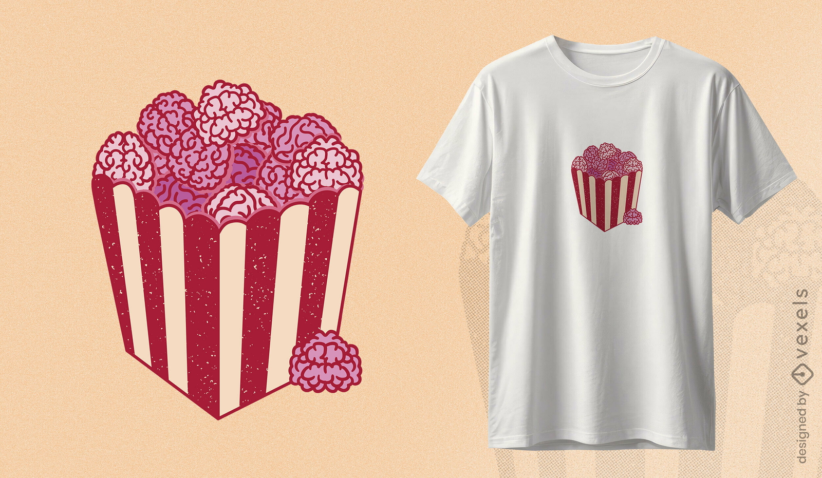 Diseño de camiseta Brain Popcorn.