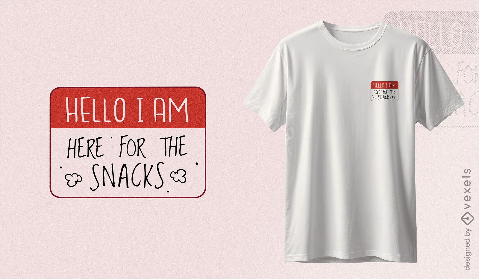 Snacks lover name tag t-shirt design