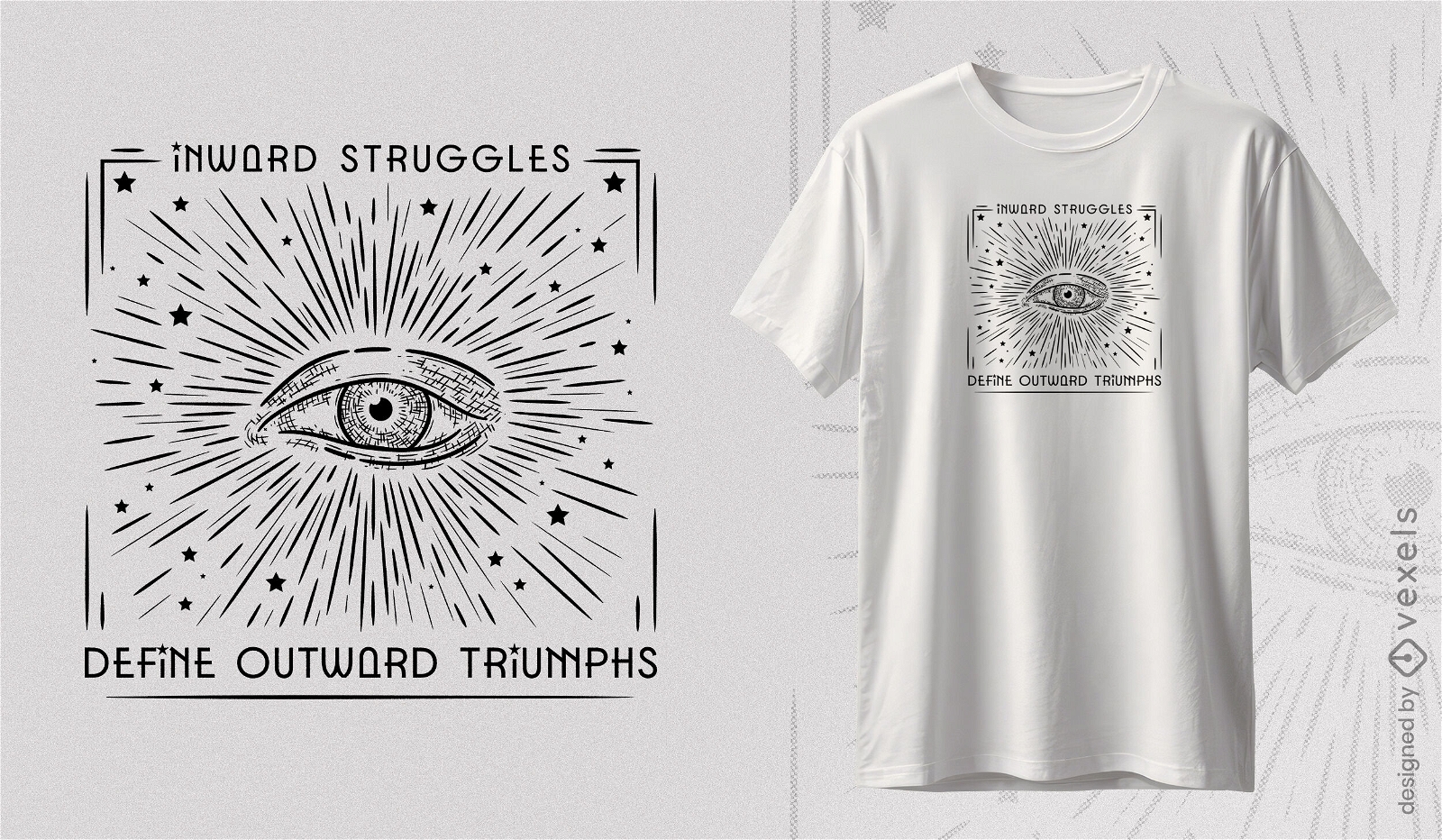 T-Shirt-Design mit nach innen kämpfenden Augen