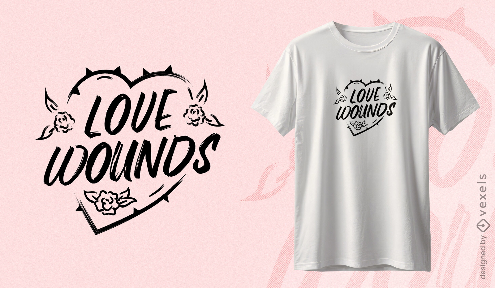 Design de camiseta com cita?es de amor espinhosas