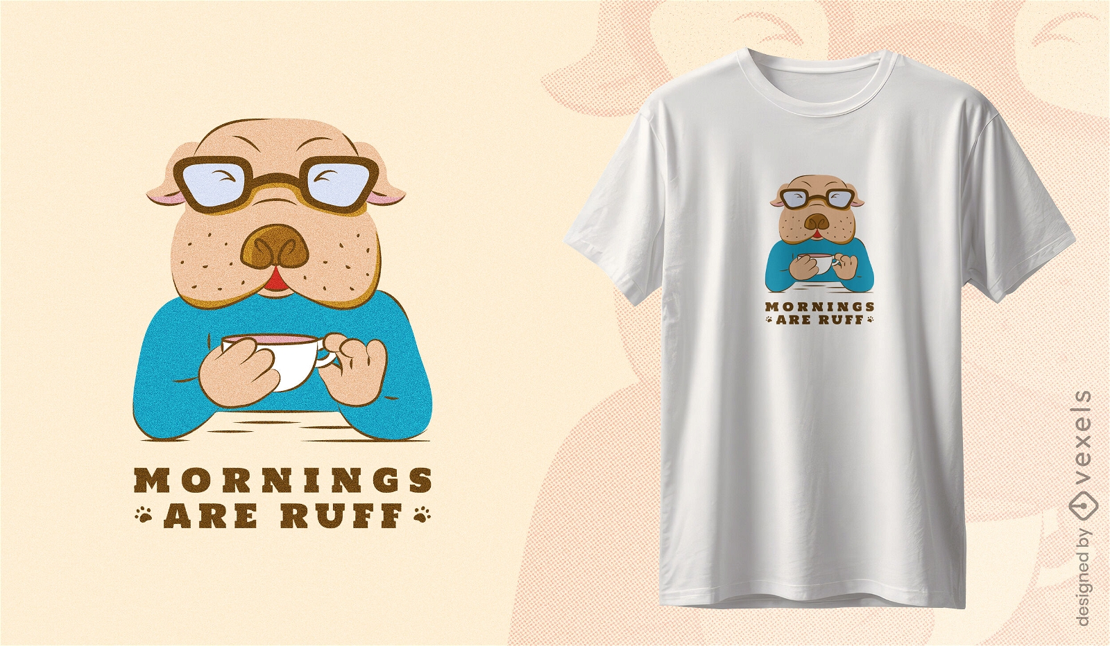 Bulldoggen-Kaffeemorgen-T-Shirt-Design