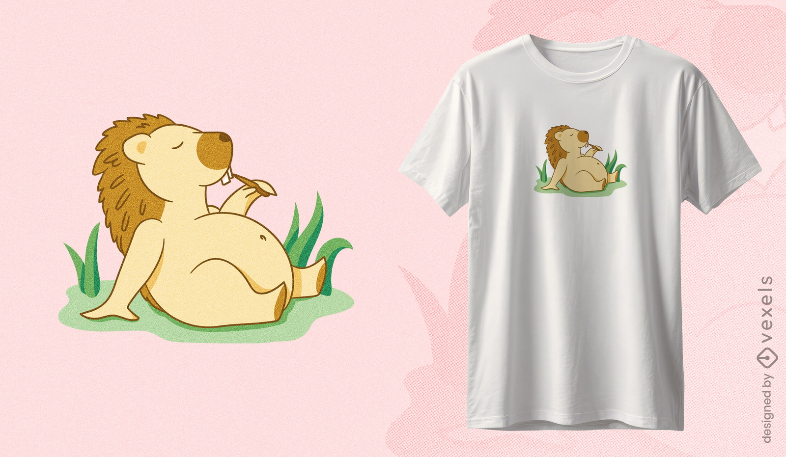 Design de camiseta porco-espinho pregui?oso