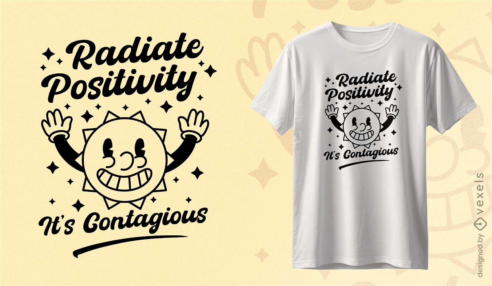 Design de camiseta com sorriso radiante e positividade