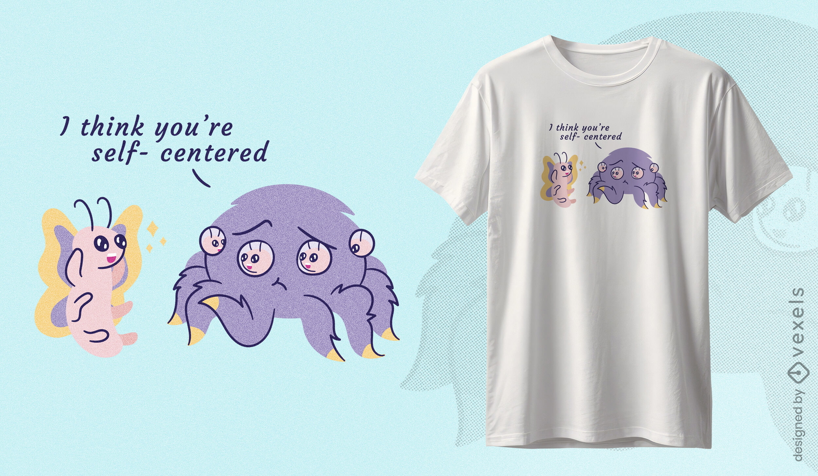 Diseño de camiseta de juego de palabras egocéntrico.