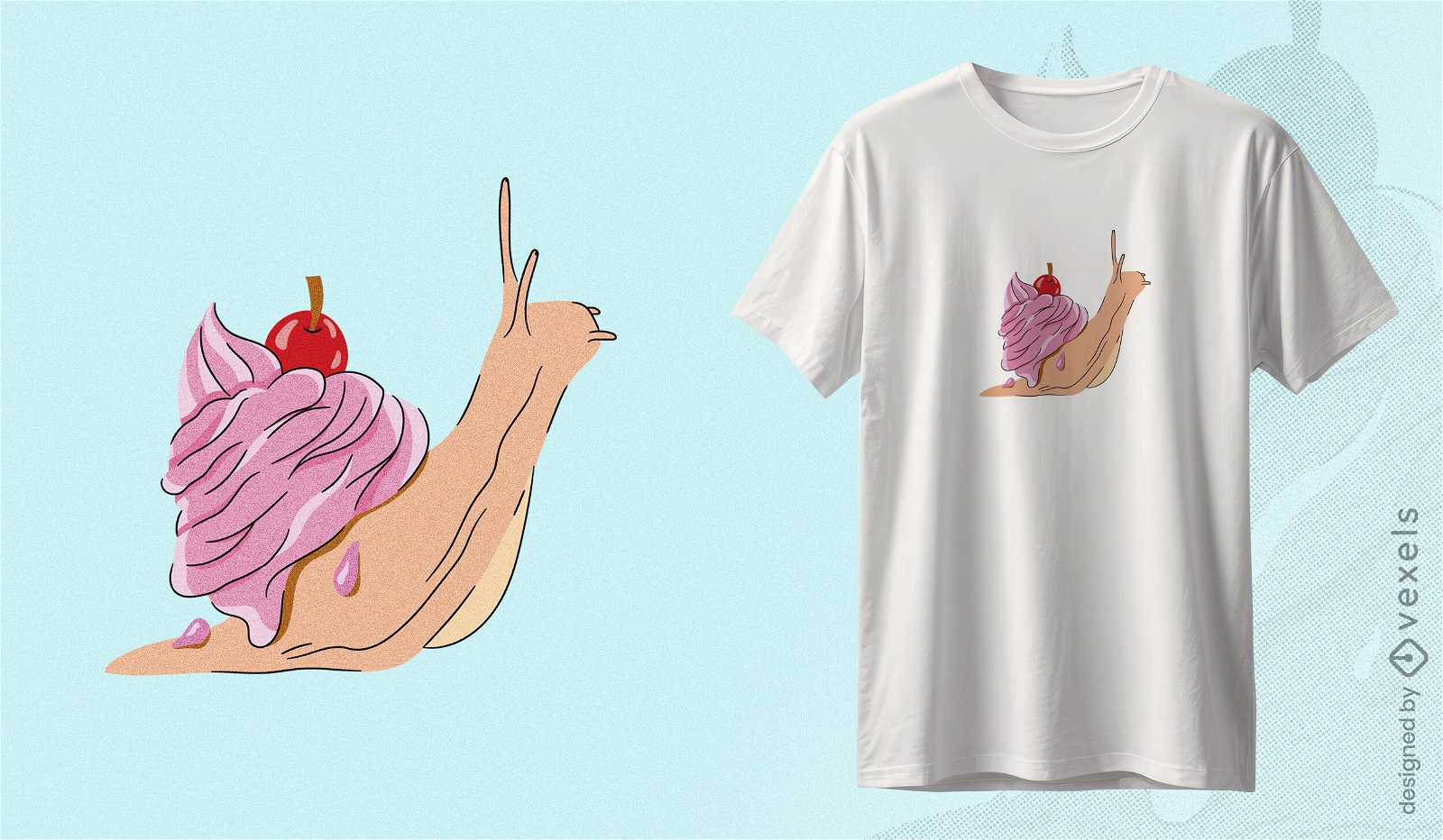 Design de camiseta com sorvete de caracol