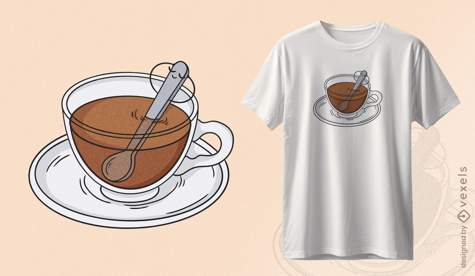 Diseño de camiseta de café y cuchara.