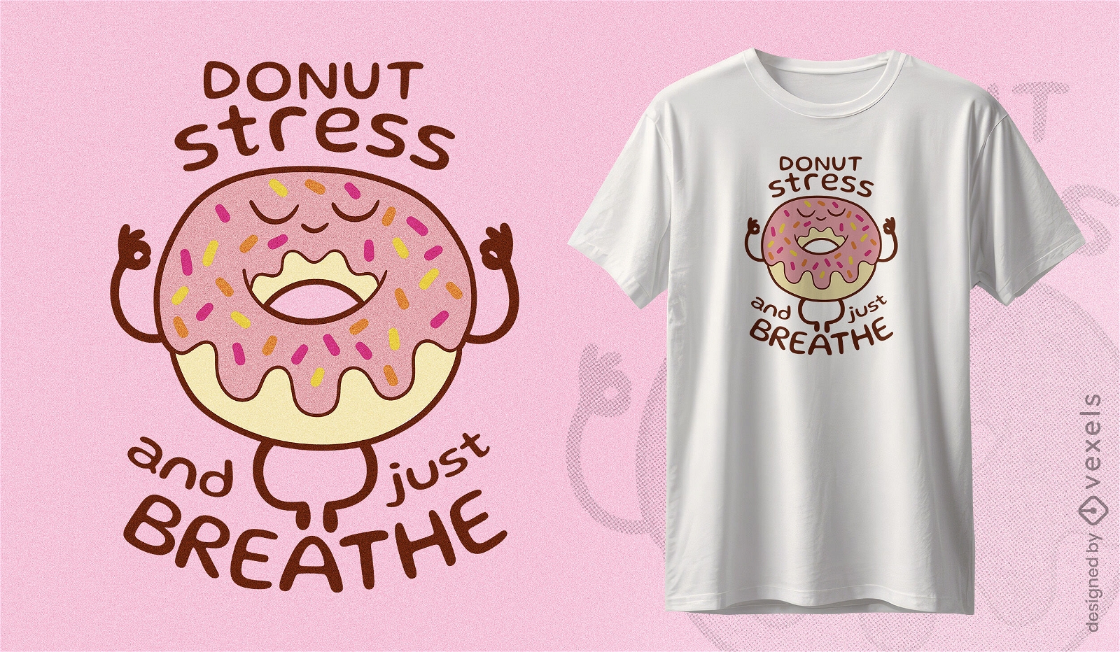 Diseño de camiseta para aliviar el estrés con donut de yoga.