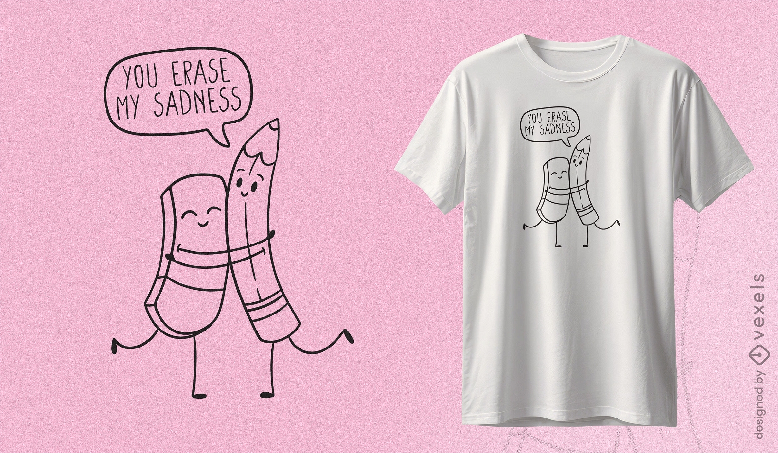 Pencil eraser friendship t-shirt design