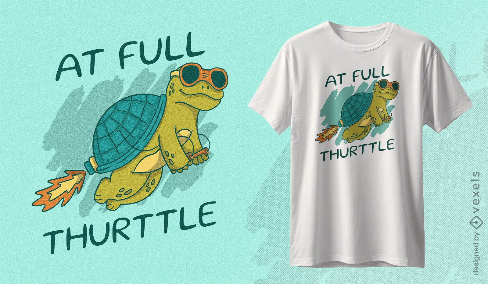 Design aventureiro de camiseta com tartaruga jetpack