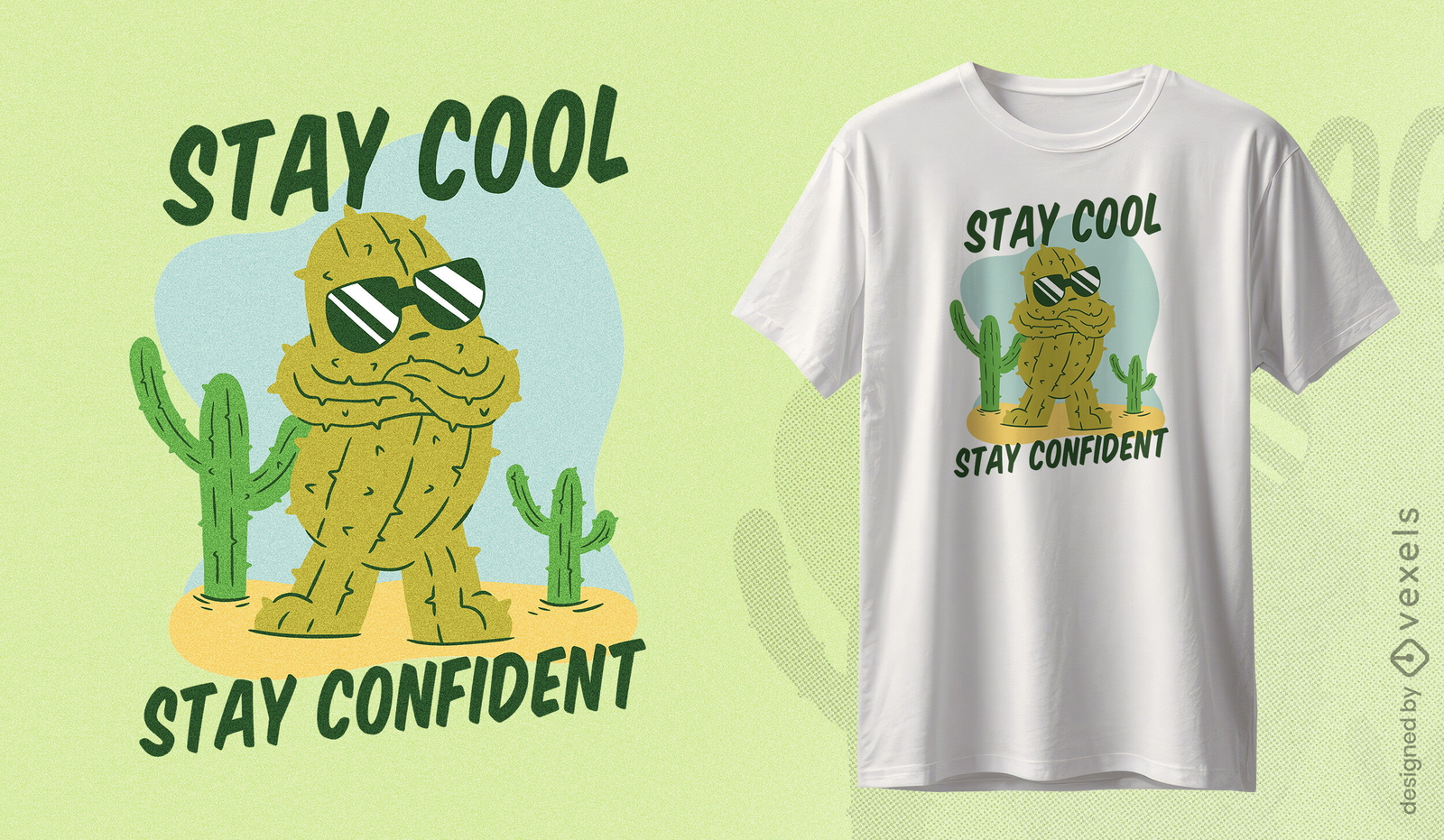 Diseño de camiseta de personaje de cactus seguro.