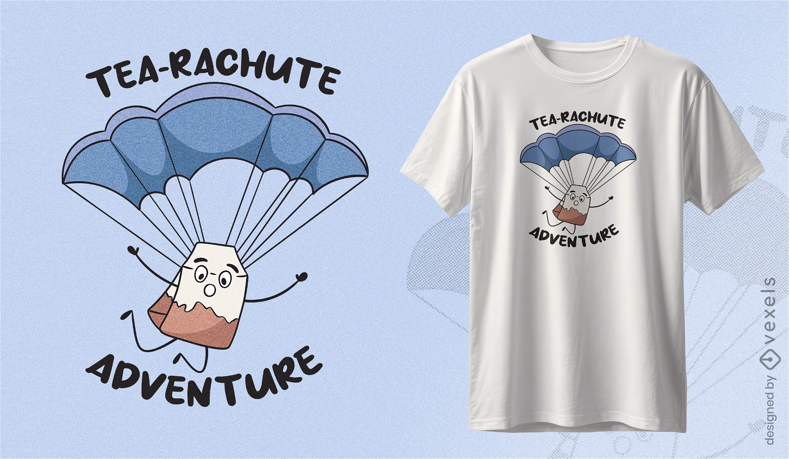 Diseño de camiseta de aventura en paracaídas de té.