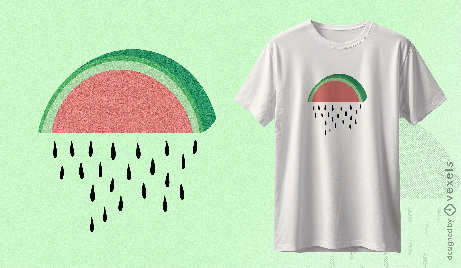 Design de camiseta com nuvem de chuva melancia