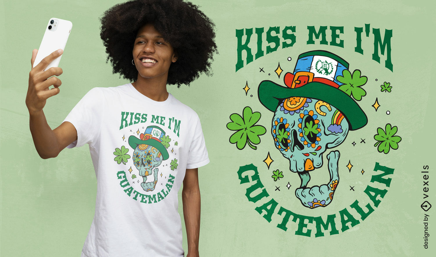 Diseño de camiseta de calavera guatemalteca.