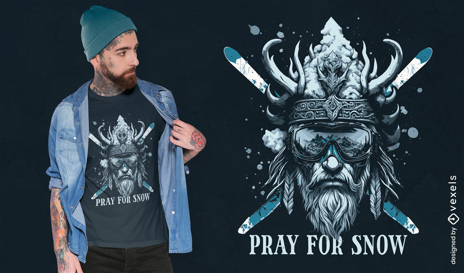 Design de camiseta de esqui nórdico