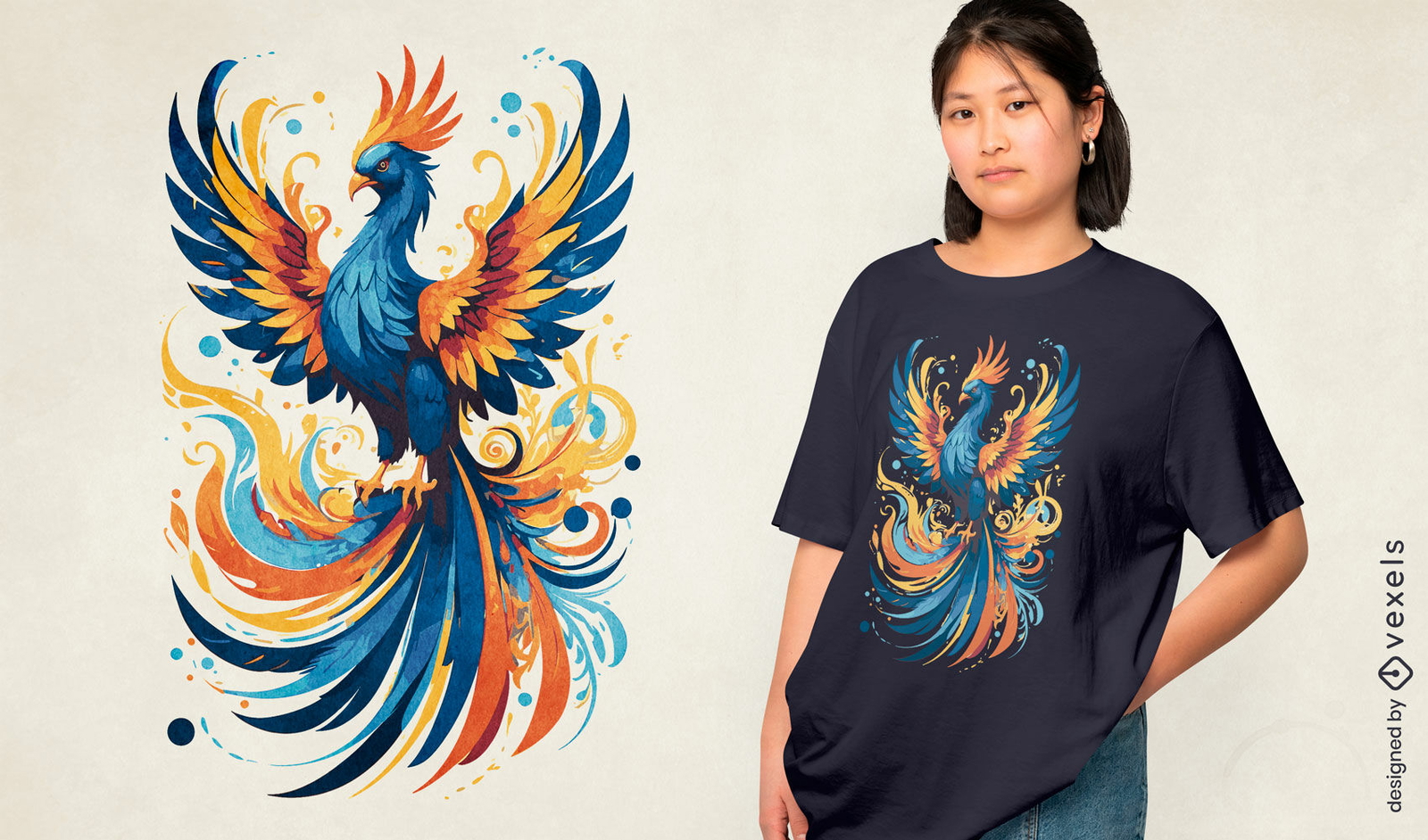 Majestuoso diseño de camiseta de fénix.