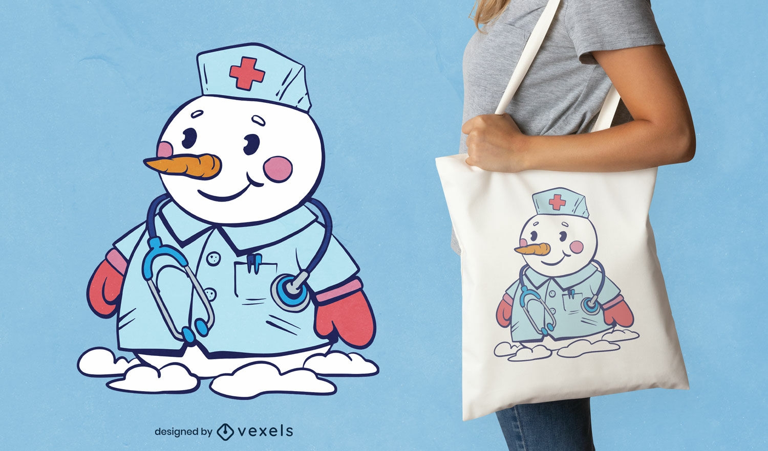 Diseño de bolso de mano de enfermera muñeco de nieve.