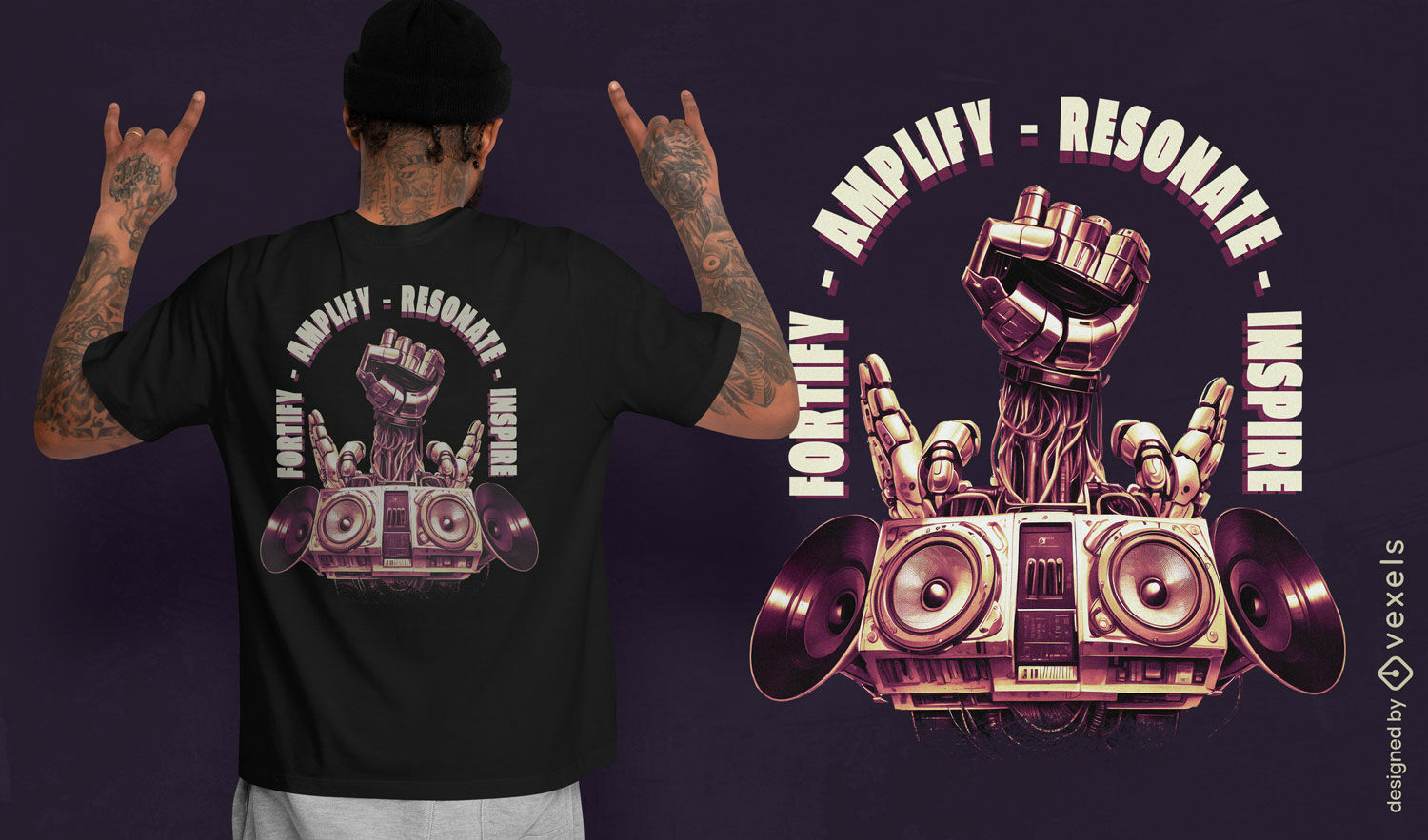 Amplifique o design de camisetas musicais de ressonância