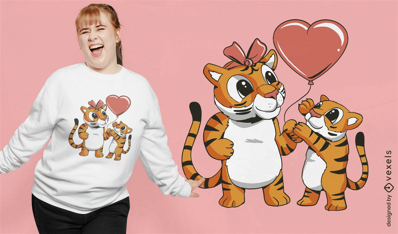 Verspielte Tiger lieben T-Shirt-Design