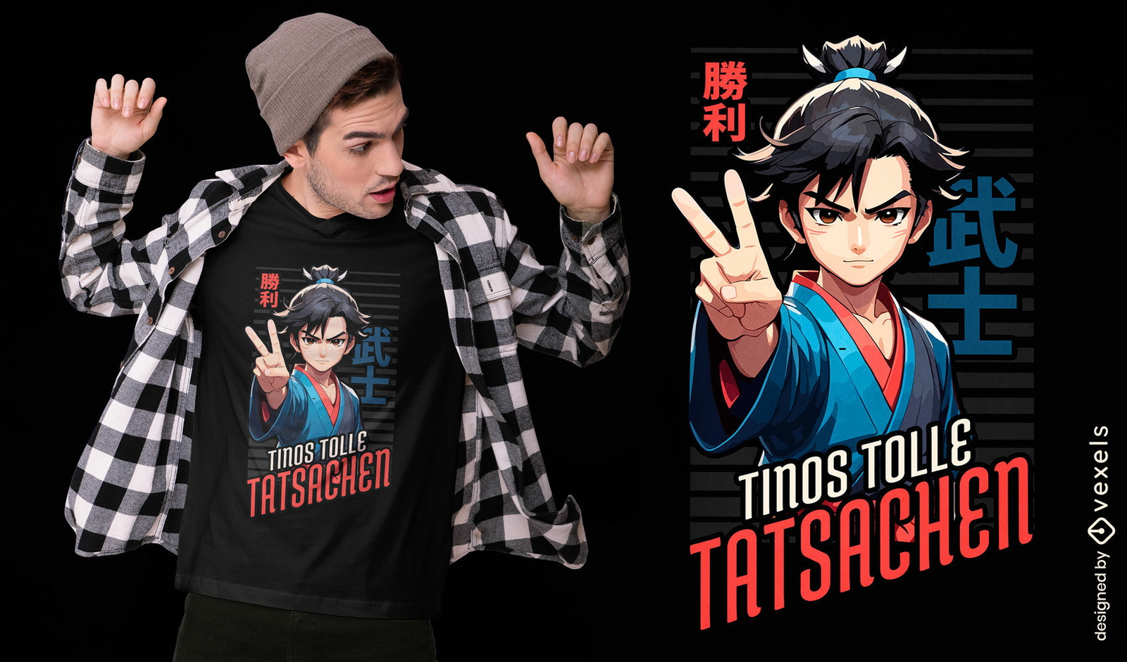 Diseño de camiseta con cita de hecho de personaje de anime.