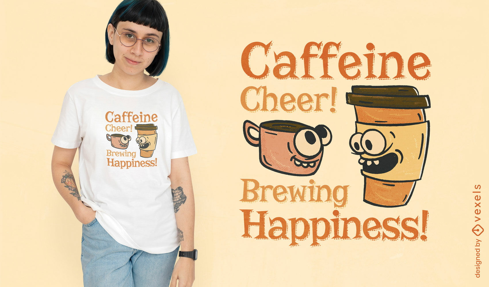 Design de camiseta com cita??o de cafeína