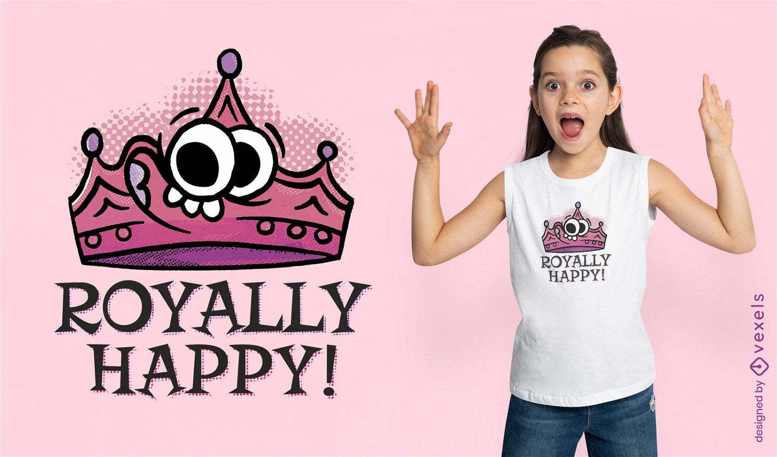 Royally happy crown character t-shirt design