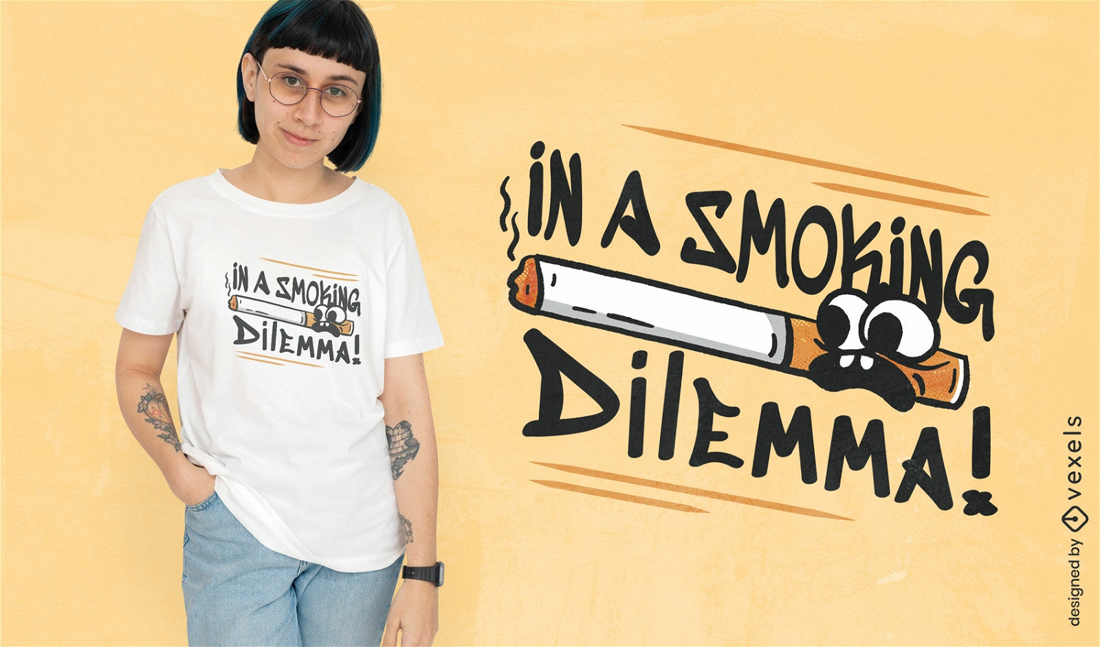 Diseño de camiseta de dilema de fumar.