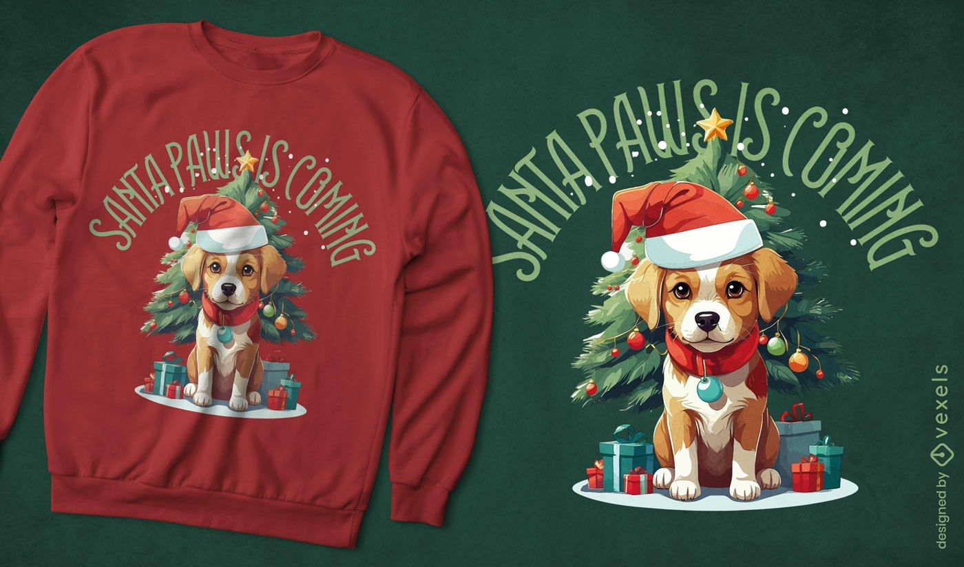 Diseño de camiseta navideña festiva para perros.