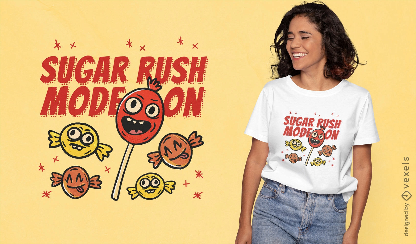 Design de camiseta com doces Sugar Rush
