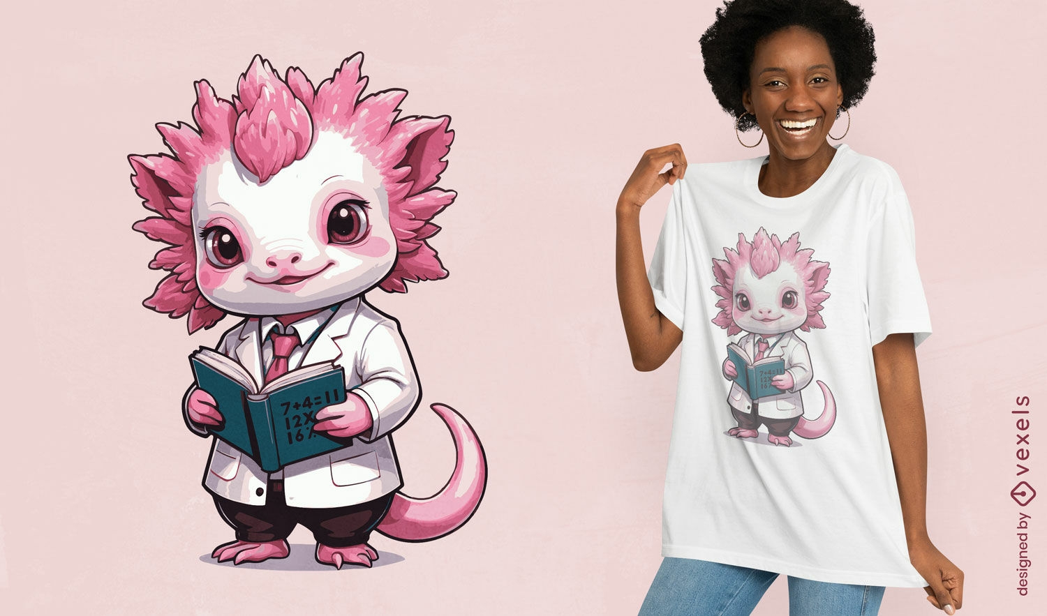 Diseño de camiseta de erudito axolotl.