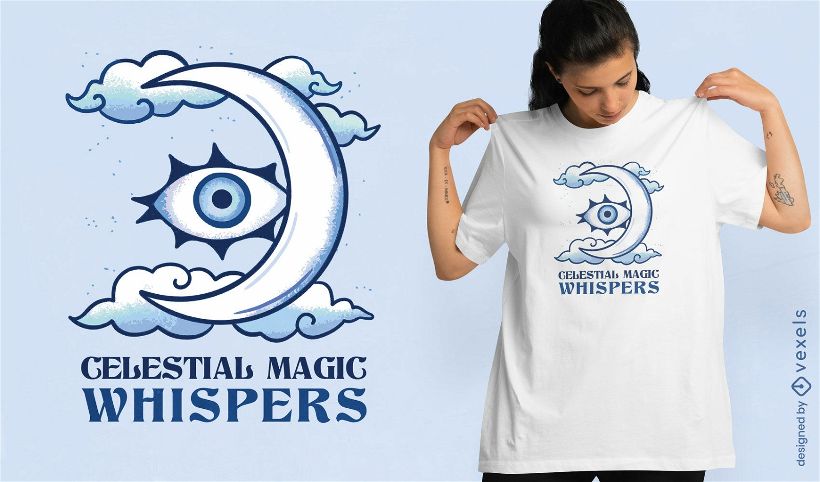 Design de camiseta com sussurros de magia celestial