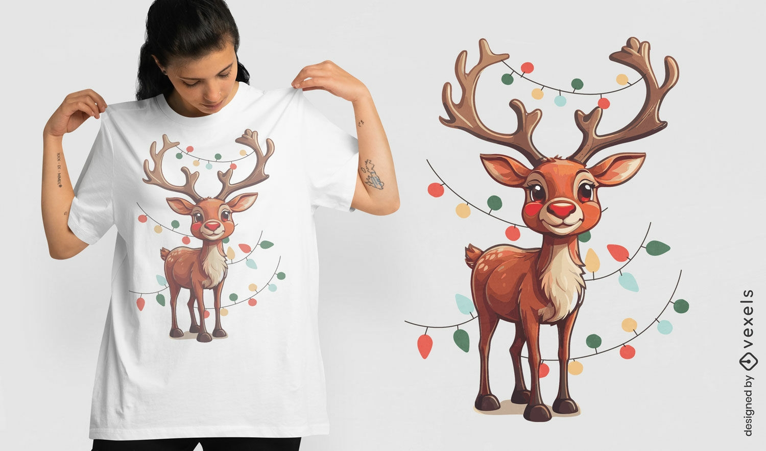 Diseño de camiseta festiva de Rudolph.