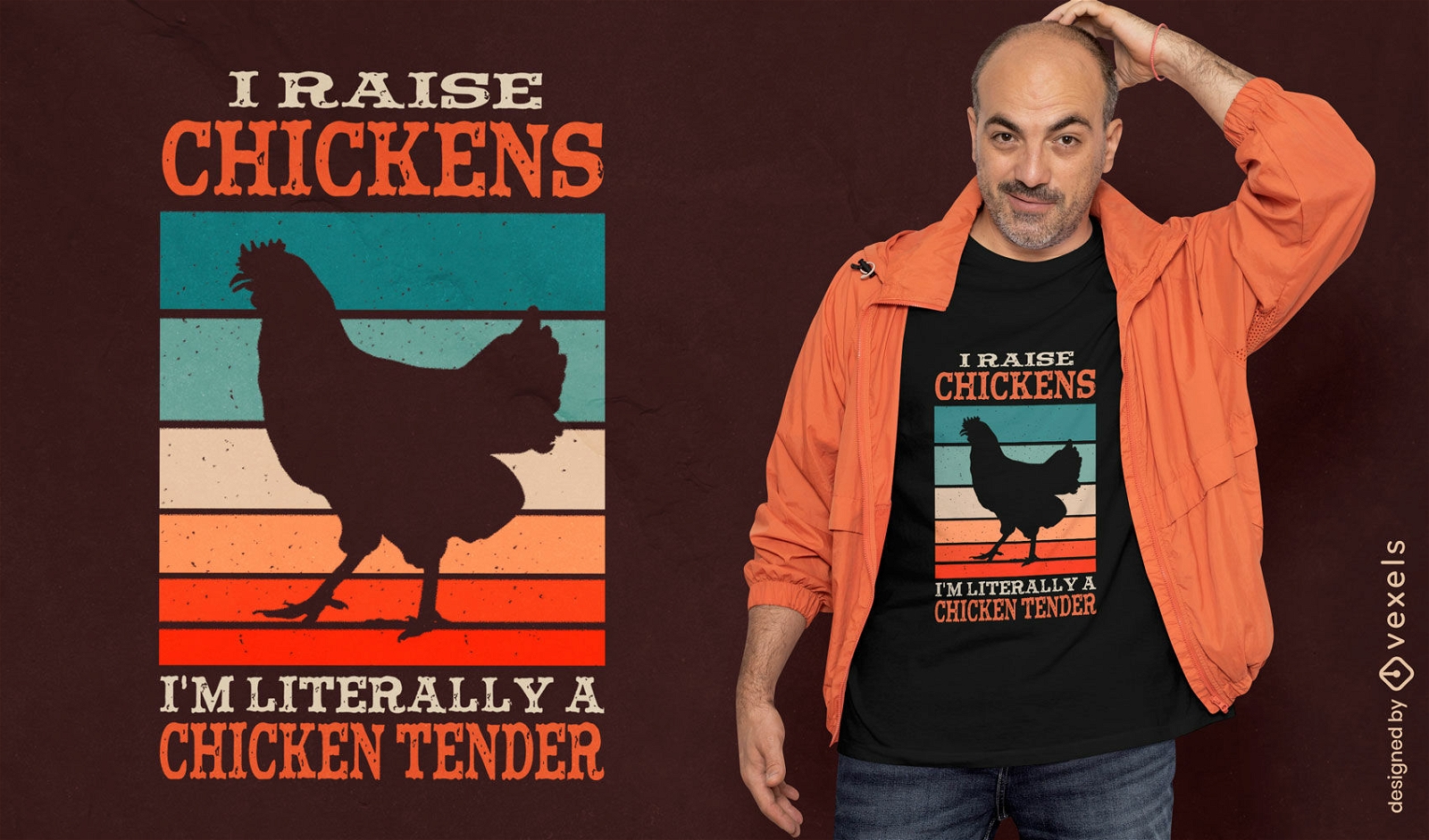 Design de camiseta com humor tenro de frango