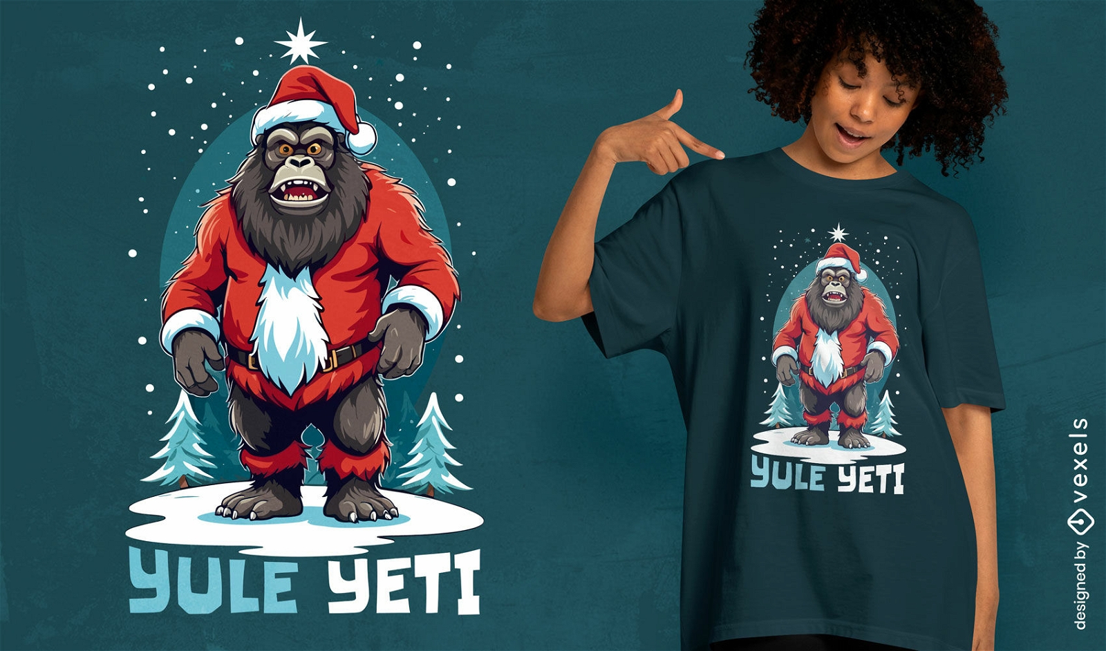 Diseño de camiseta navideña Yule Yeti.