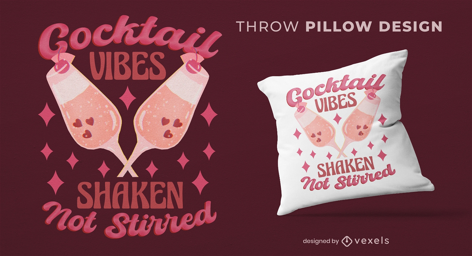 Cocktail vibes throw pillow design