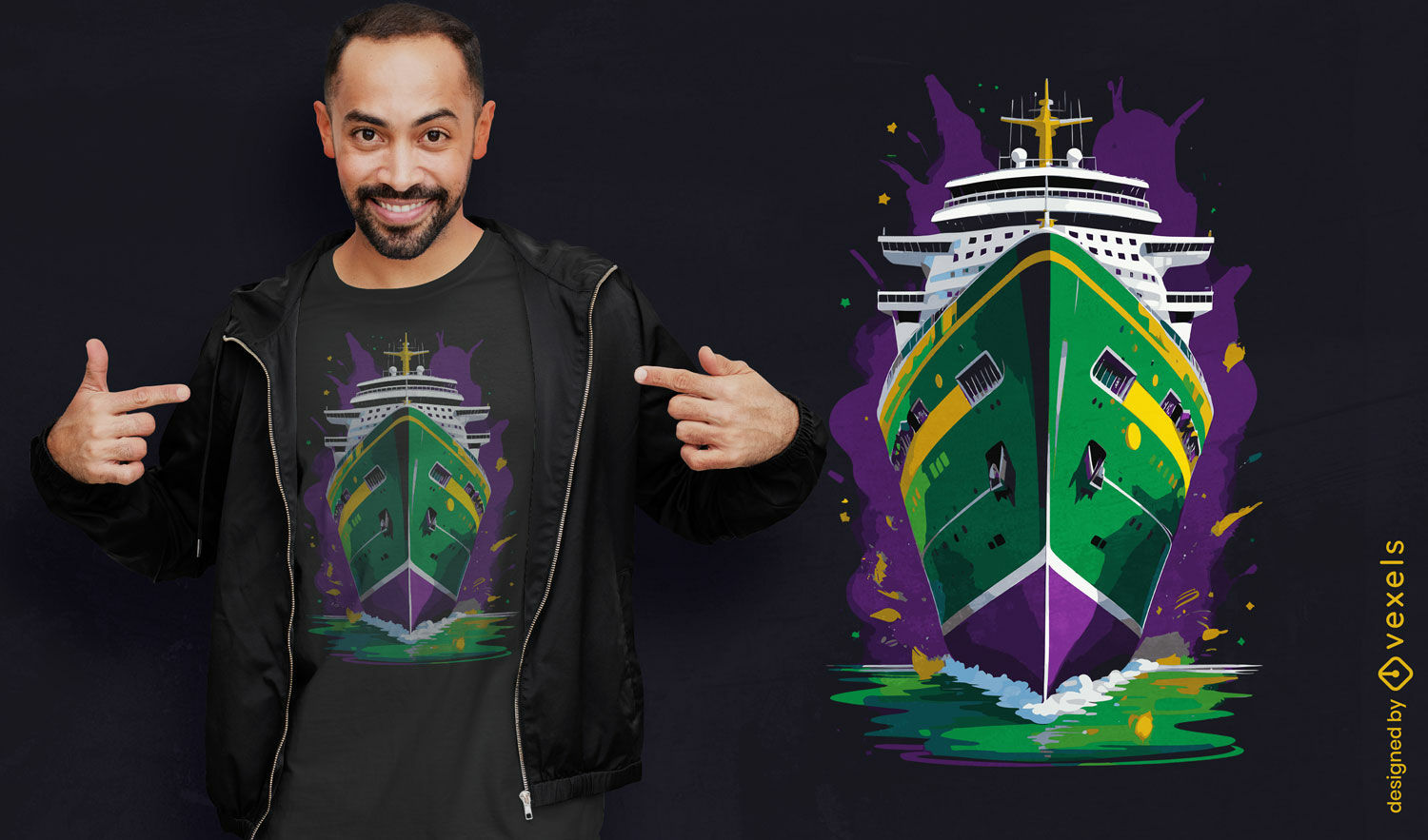 Diseño de camiseta de crucero Mardi Gras.