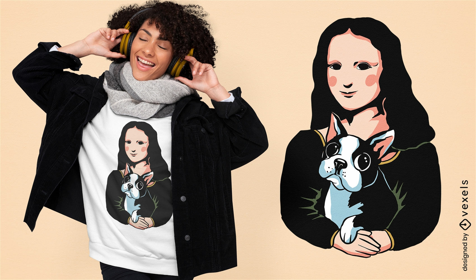 Mona Lisa and dog t-shirt design