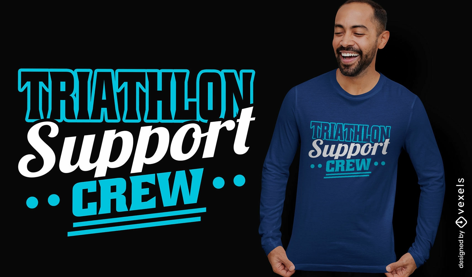Diseño de camiseta del equipo de apoyo de triatlón.