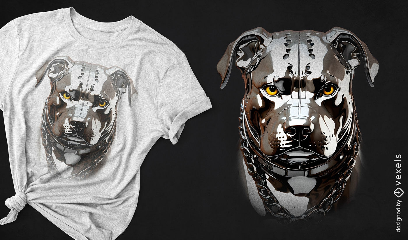 Diseño de camiseta pitbull metalizada.