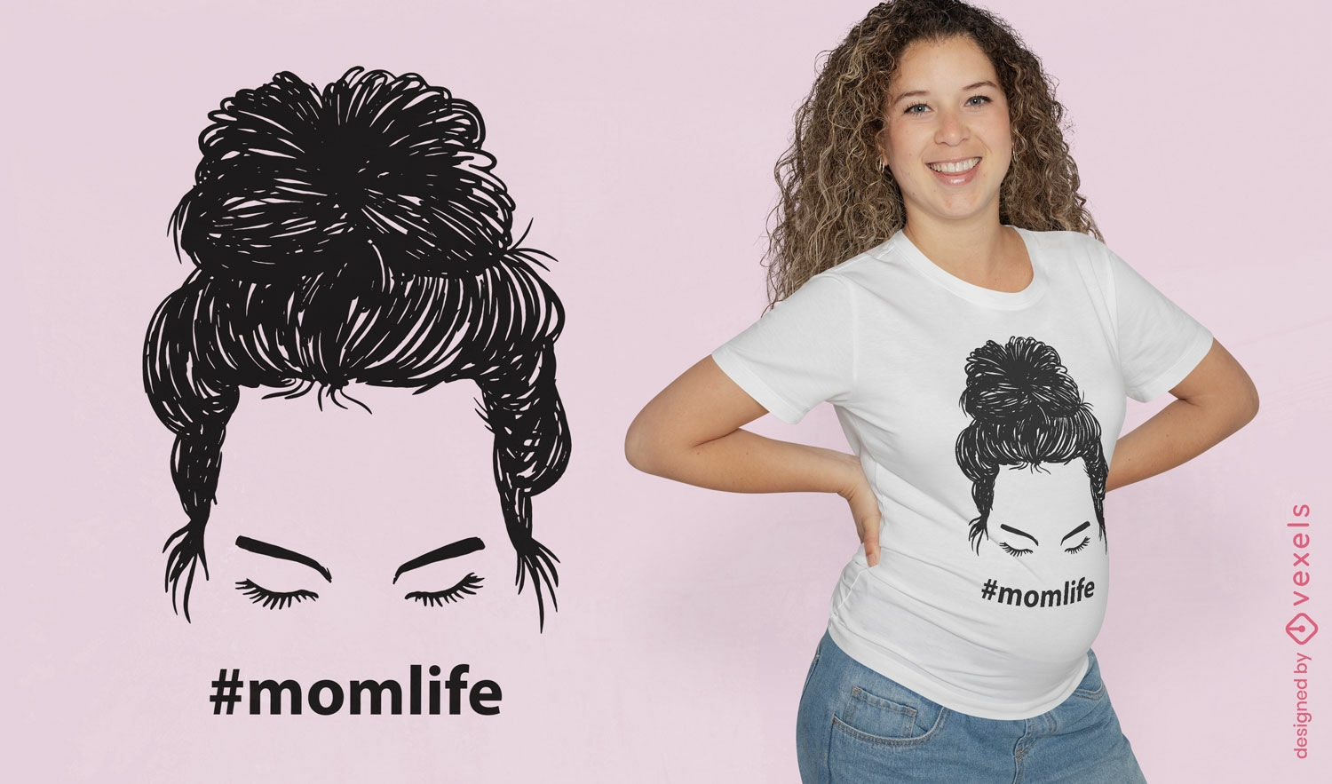 Design de camiseta com hashtag momlife