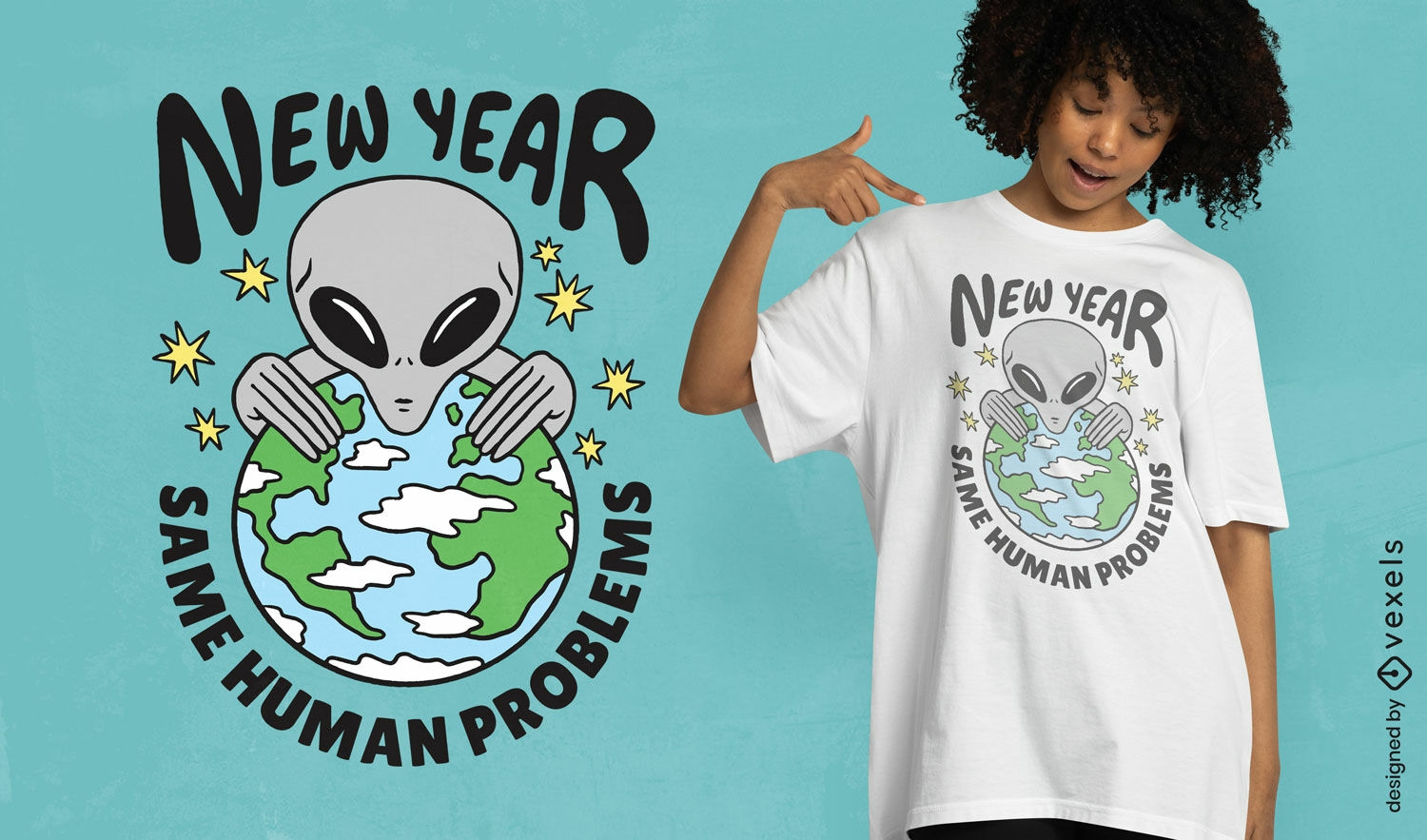 Design de camisetas com os mesmos problemas de ano novo