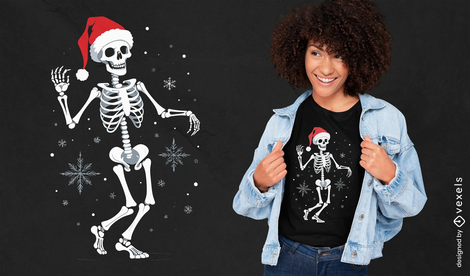 Design festivo de camiseta com esqueleto