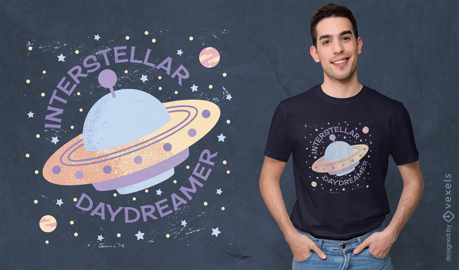 Design de camiseta do sonhador interestelar