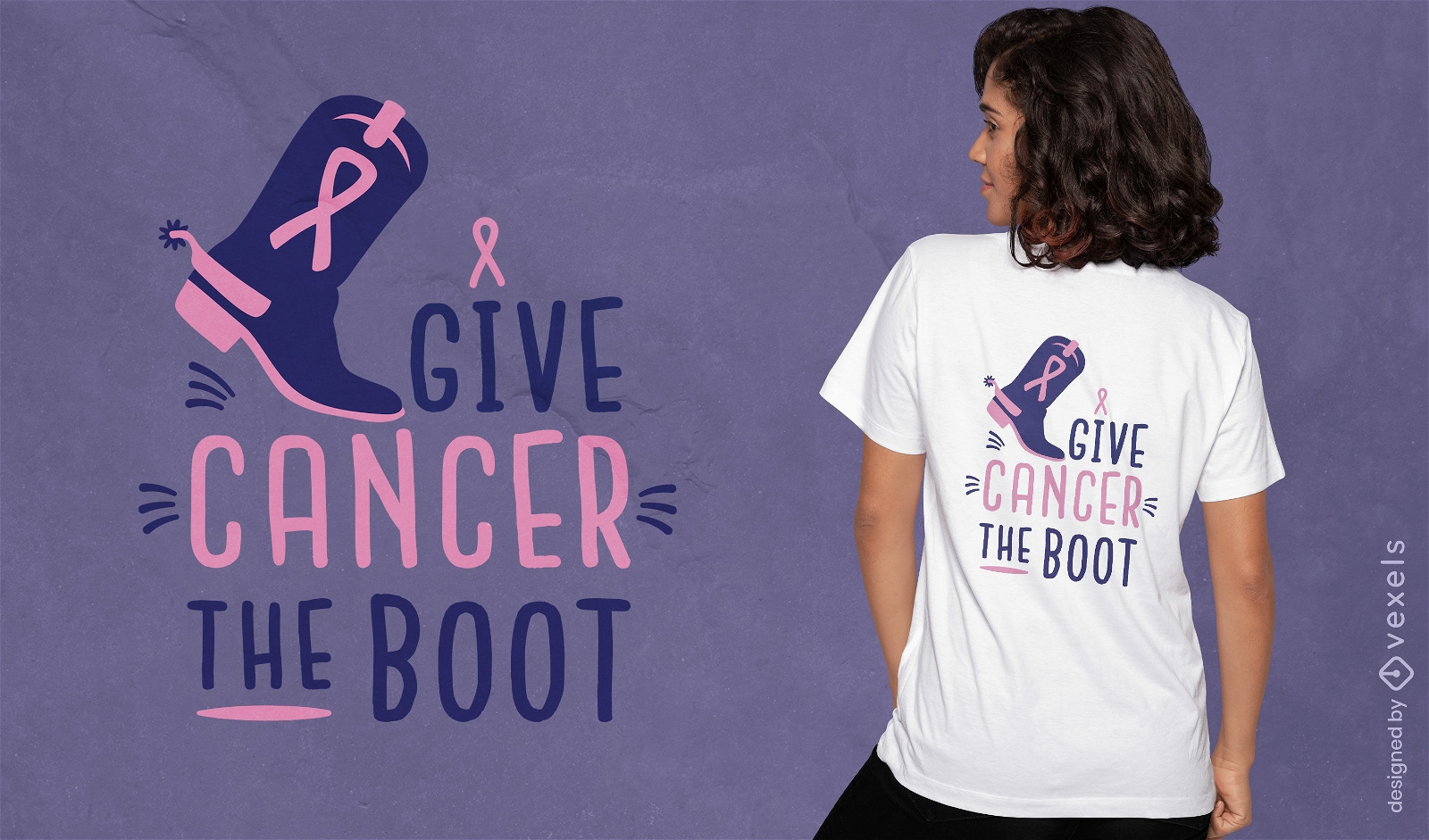 Dale al cáncer el diseño de camiseta de bota.