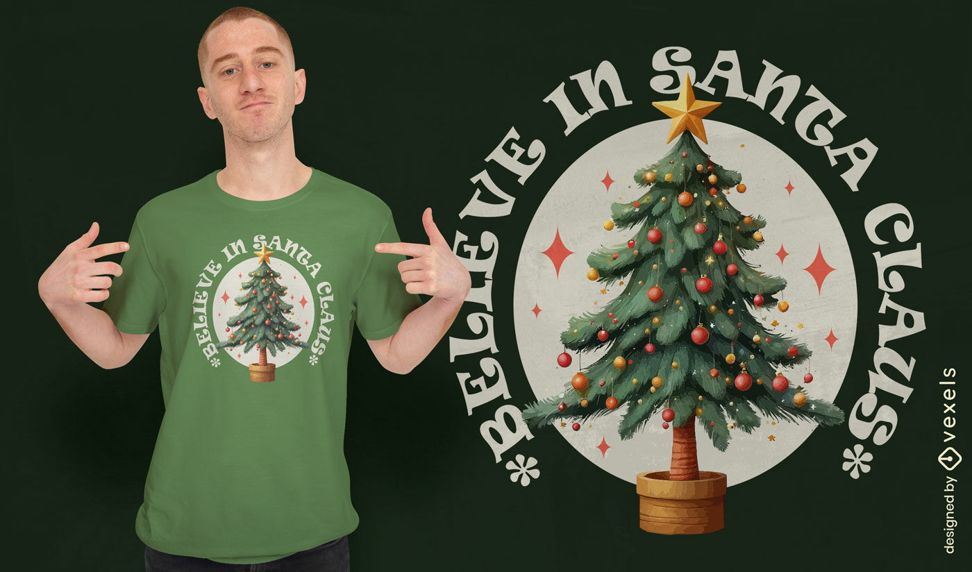 T-Shirt-Design mit Weihnachtsmann-Glauben