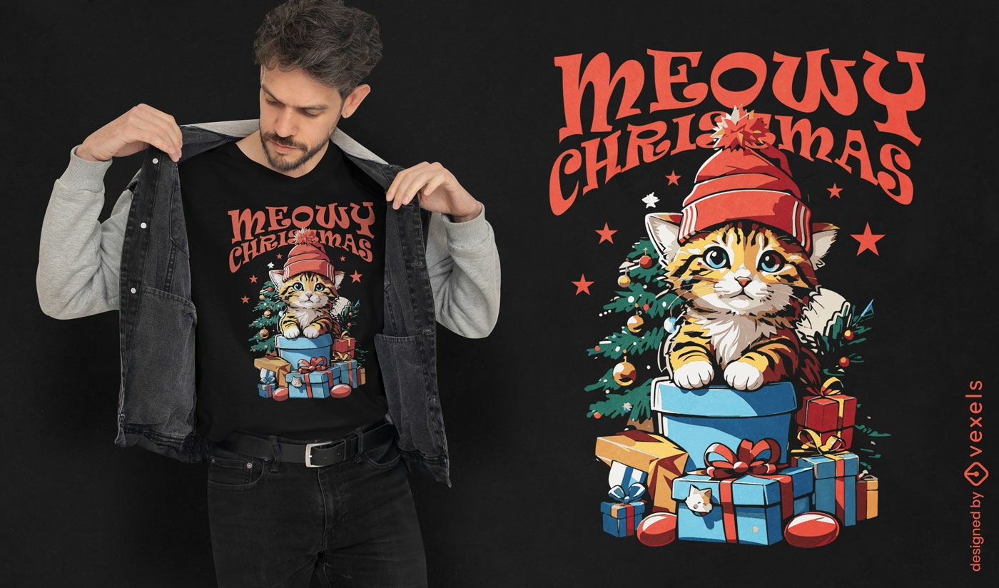 Design de camiseta de Natal Meowy