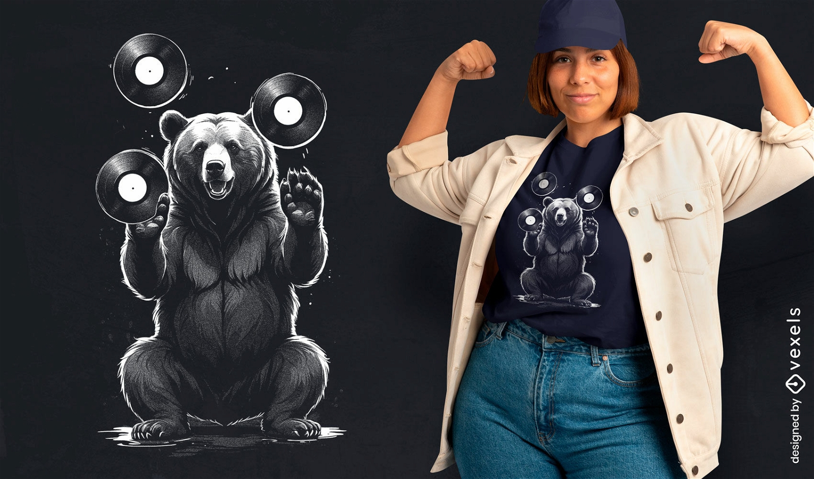 Diseño de camiseta de oso con vinilos.