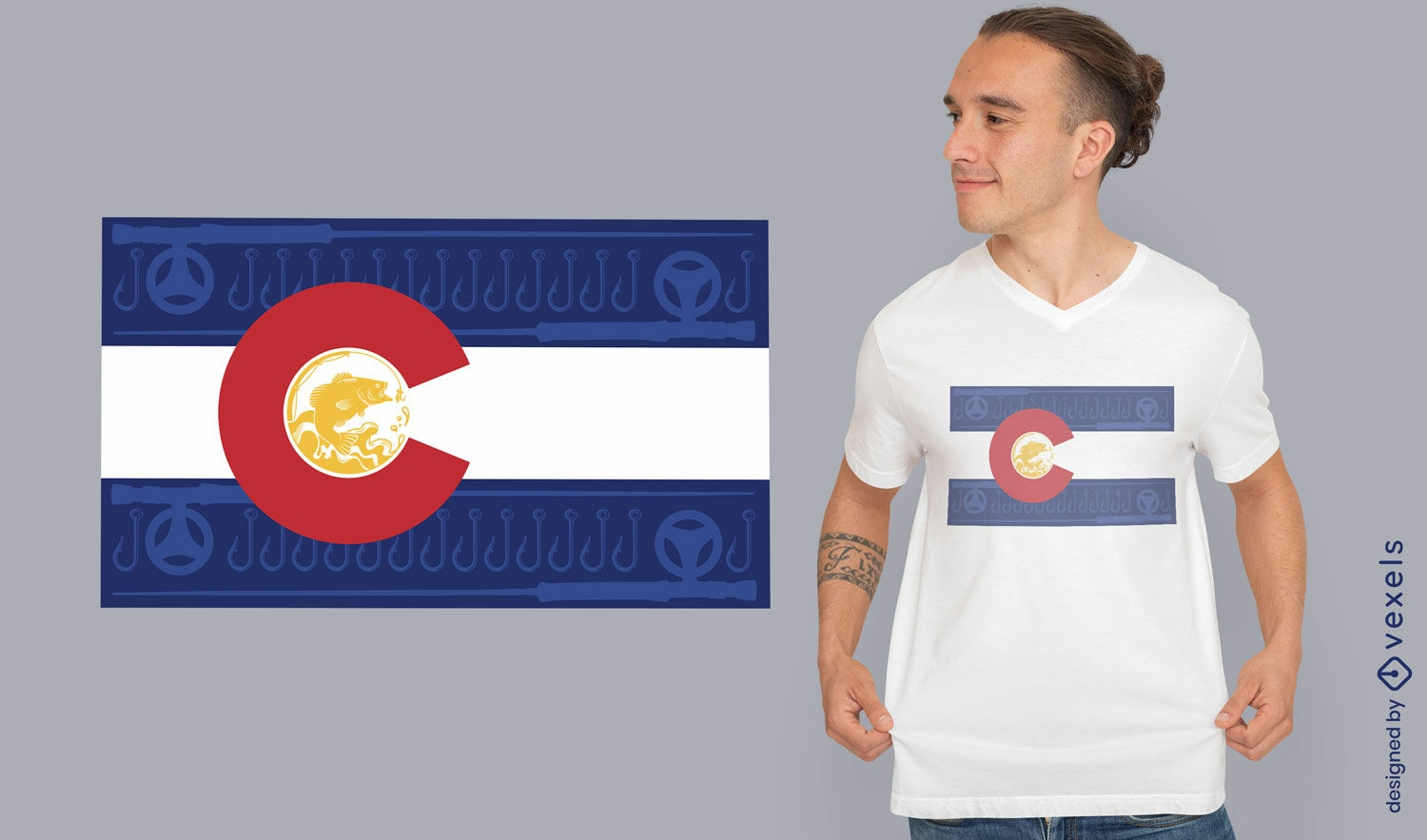 Diseño de camiseta con la bandera de Colorado.