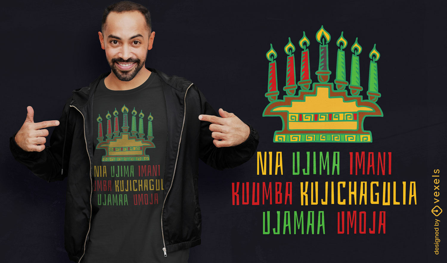 Diseño de camiseta de principios de Kwanzaa.