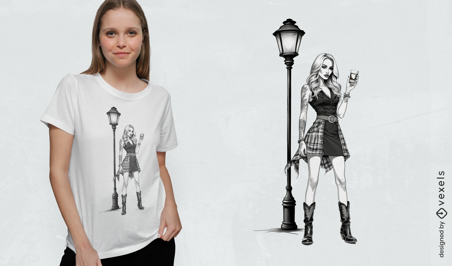 Diseño de camiseta de chica de moda callejera.